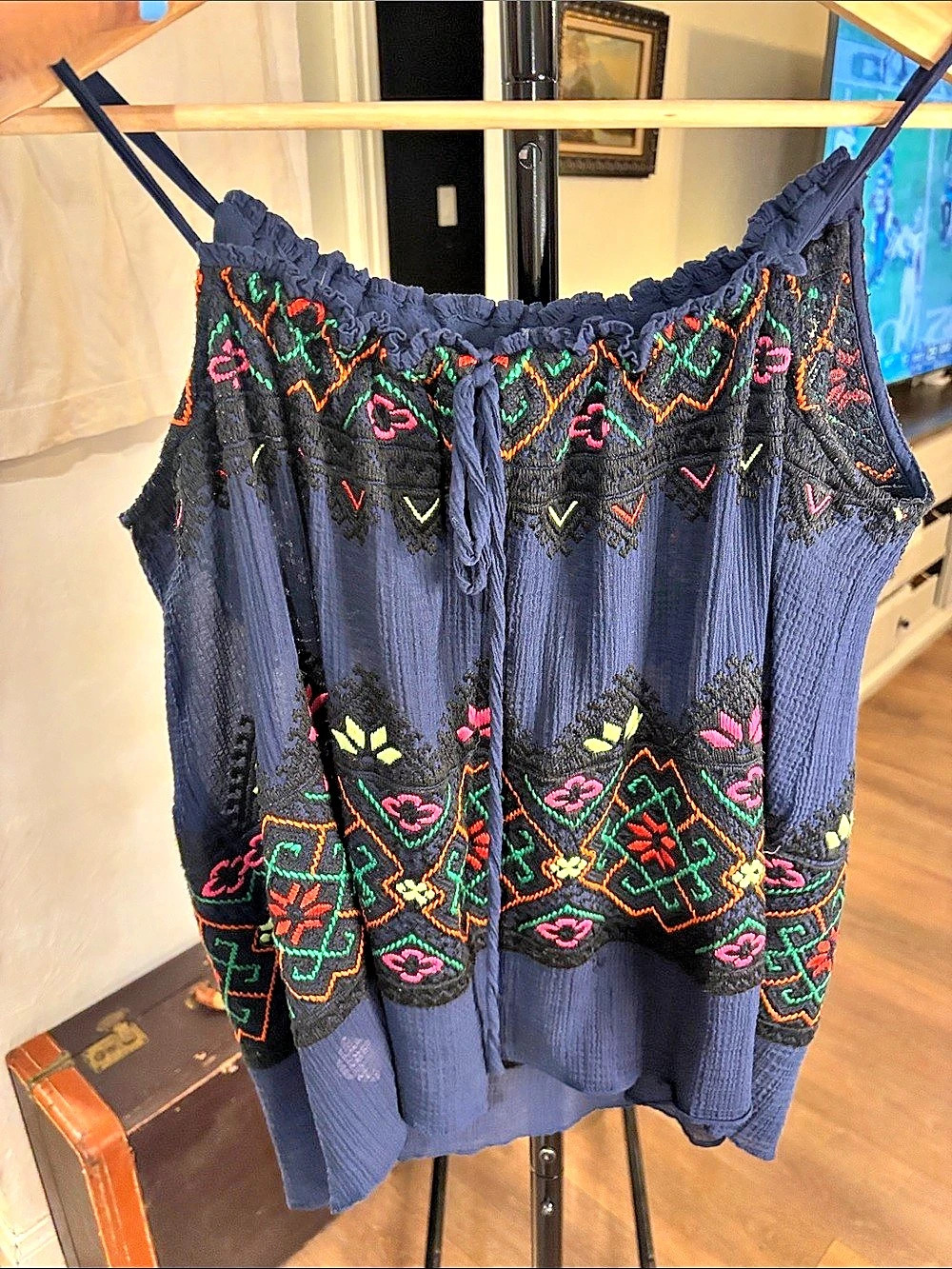 Embroidered Cobalt Blue Blouse